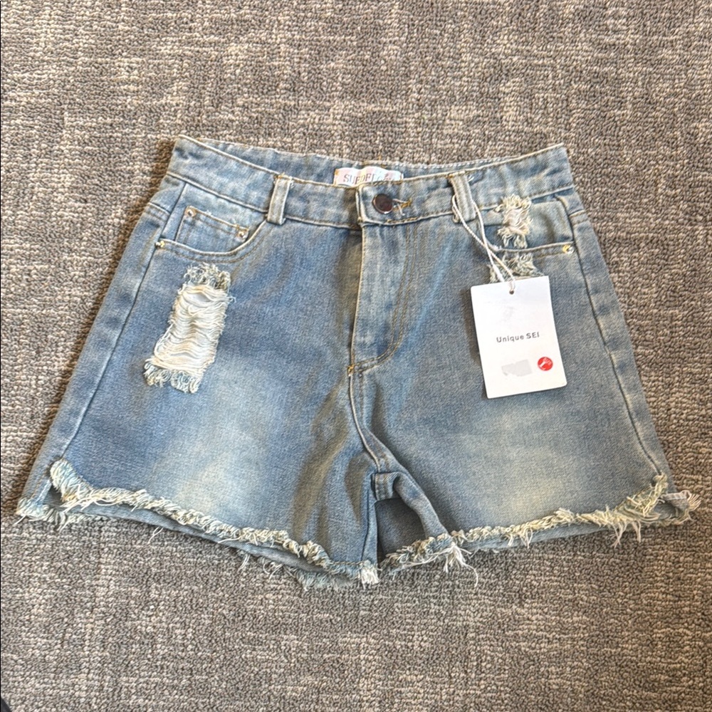 Denim Shorts: distressed light wash